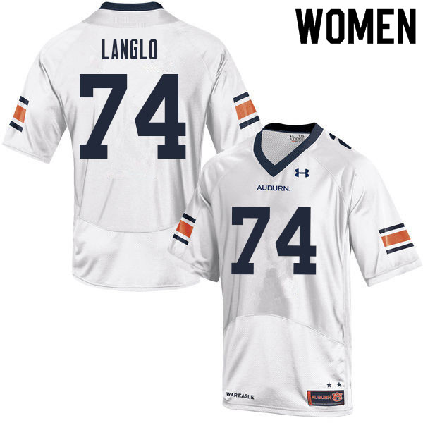 Women's Auburn Tigers #74 Garner Langlo White 2021 College Stitched Football Jersey